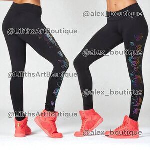 Zumba Celebrate Love Metallic Ankle Leggings Bold Black Size S (E076)